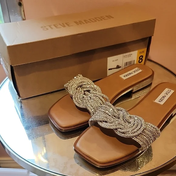 Steve Madden Women's Bling Silver Sandals - Picture 2 of 5